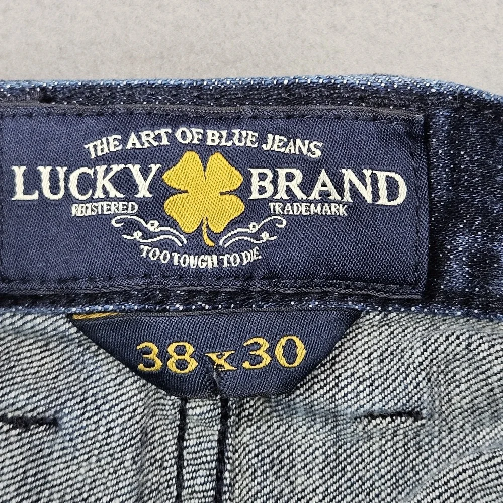 Lucky Brand 121 Heritage Slim Jeans Mens 38x30 Blue Dark Wash Denim Straight Leg